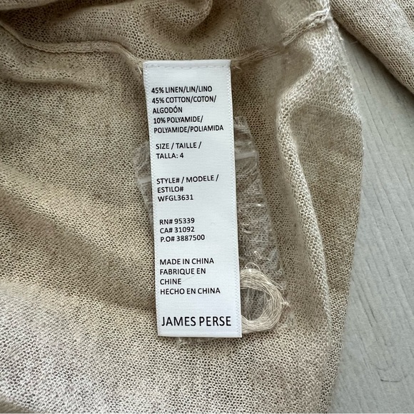 New James Perse Hoodie pullover sweater Sz 4 (XL) beige linen cotton - Picture 7 of 13